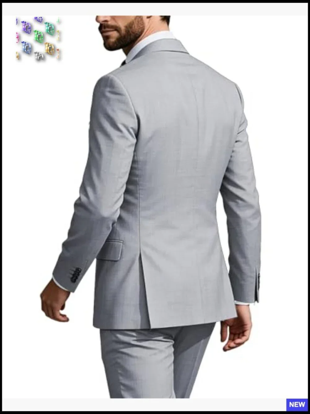 Men's Formal Suit Set 2 Piece Business Casual Blazer Pants Adjustable Waist